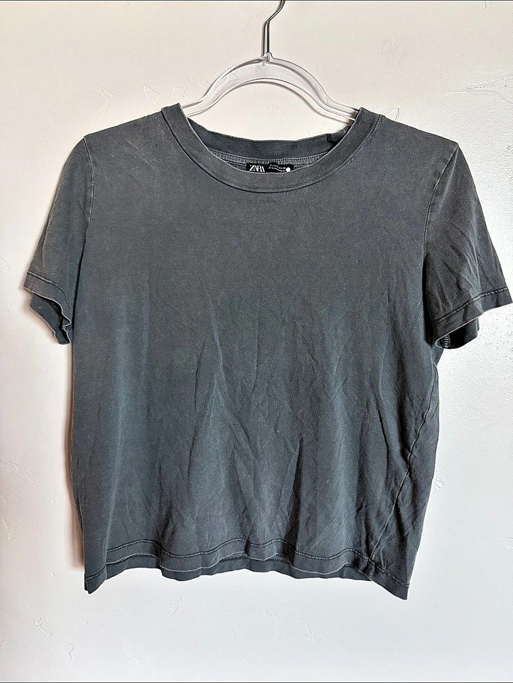 Zara Women's Gray Boxy Short Sleeve Tee Size Small